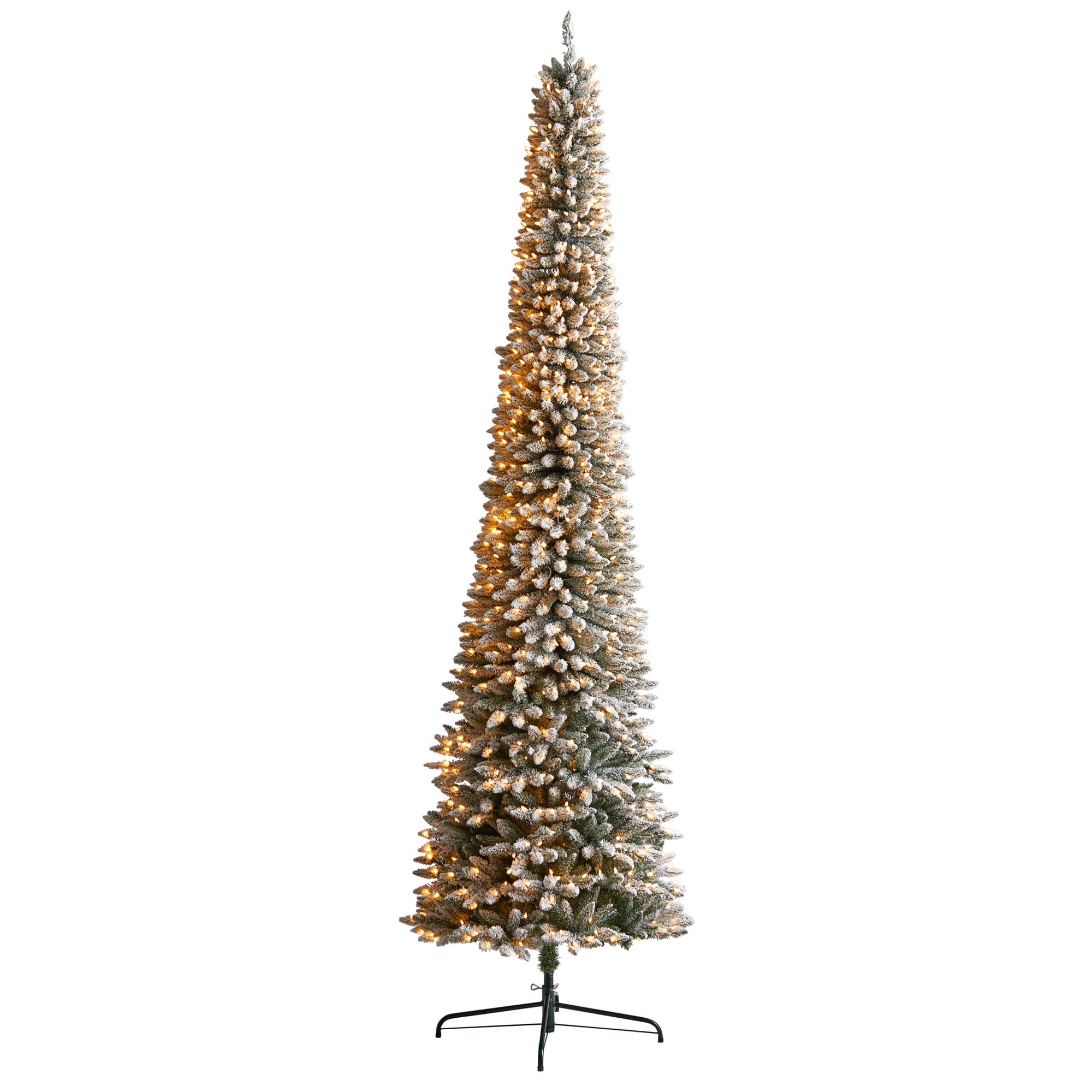11' Flocked Pencil Christmas Tree with 850 Lights - 132 - On Sale - Bed ...