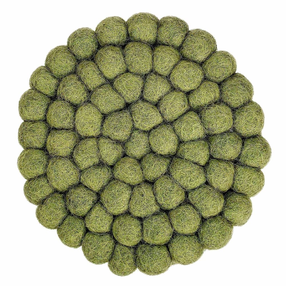 Felt Ball Trivet: Round, Mustard Medley