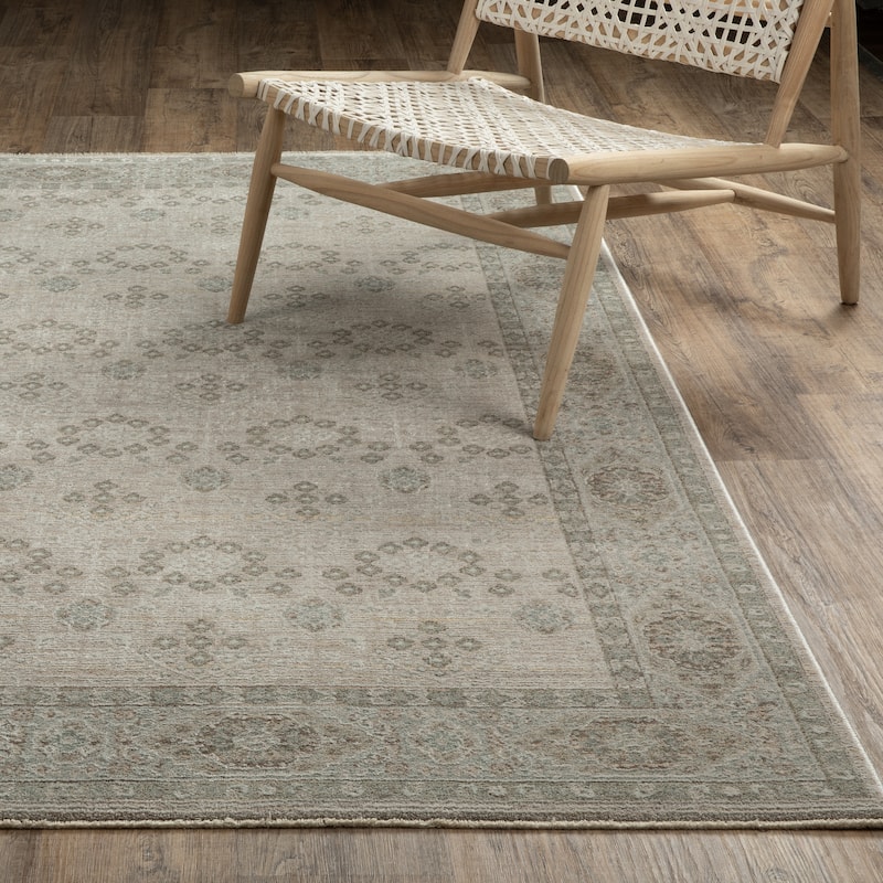 Kellan Floral Oriental Beige/ Green Area Rug-
