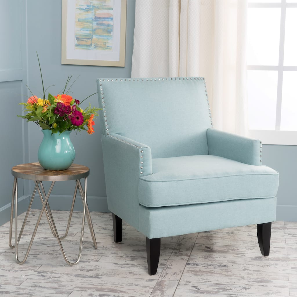 Roomfitters Upholstered Club Chair with Nailhead Trim, Modern Accent Armchair Featuring Cushioned Seat