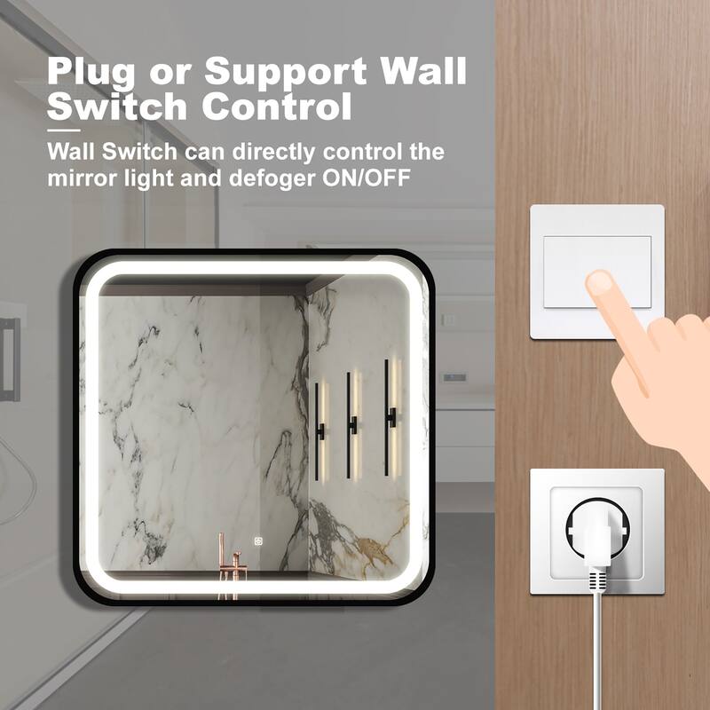 Framed Anti-Fog Wall Mounted LED Bathroom Vanity Mirror