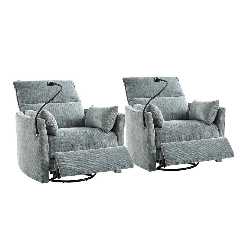 Barry Modern 38" Power Rocking Swivel Nursery Recliner with USB Ports Set of 2 by HULALA HOME