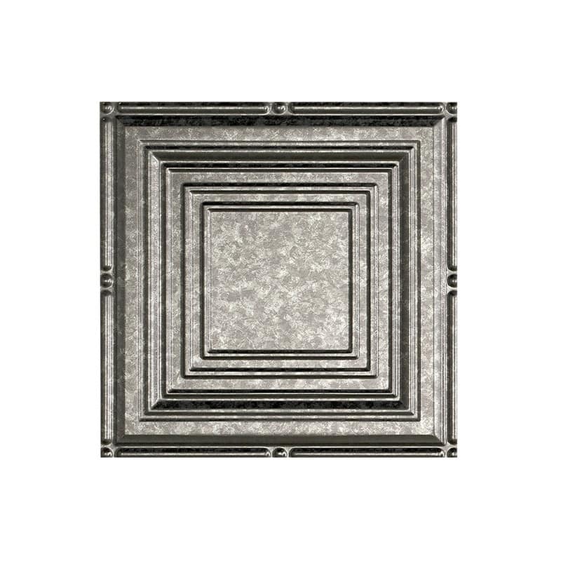 FASÄDE Portrait Decorative Vinyl 2ft x 4ft Glue Up Ceiling Panel in Galvanized Steel (5 Pack) - 12in x 12in Sample - Galvanized Steel
