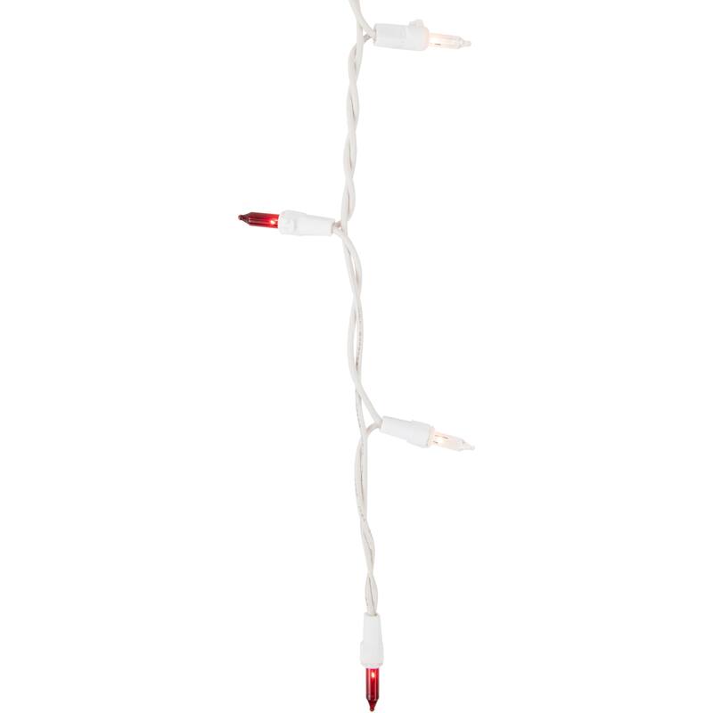 100ct Red and Clear Mini Icicle Christmas Lights- 5.75ft White Wire - 5.75'