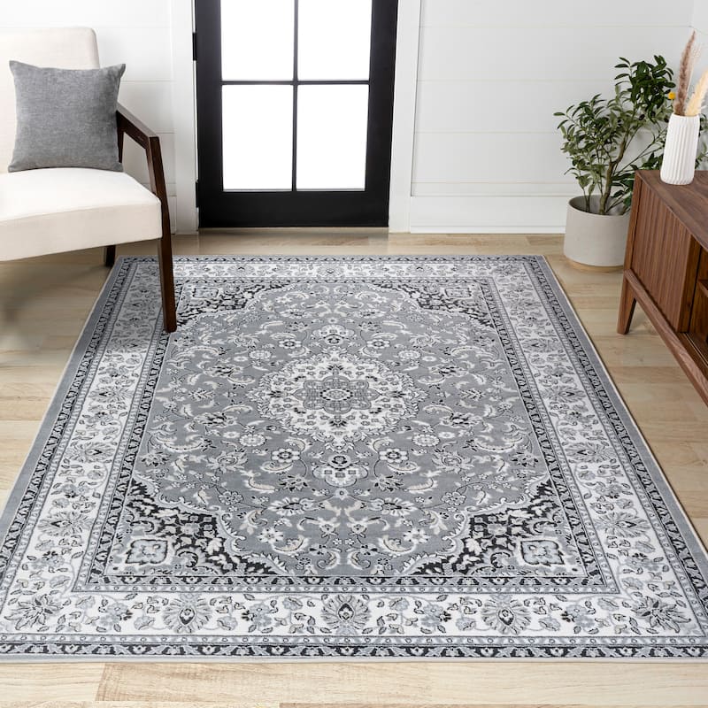 JONATHAN Y Acanthus Modern Persian Floral Area Rug - 4 X 6 - Gray/Cream