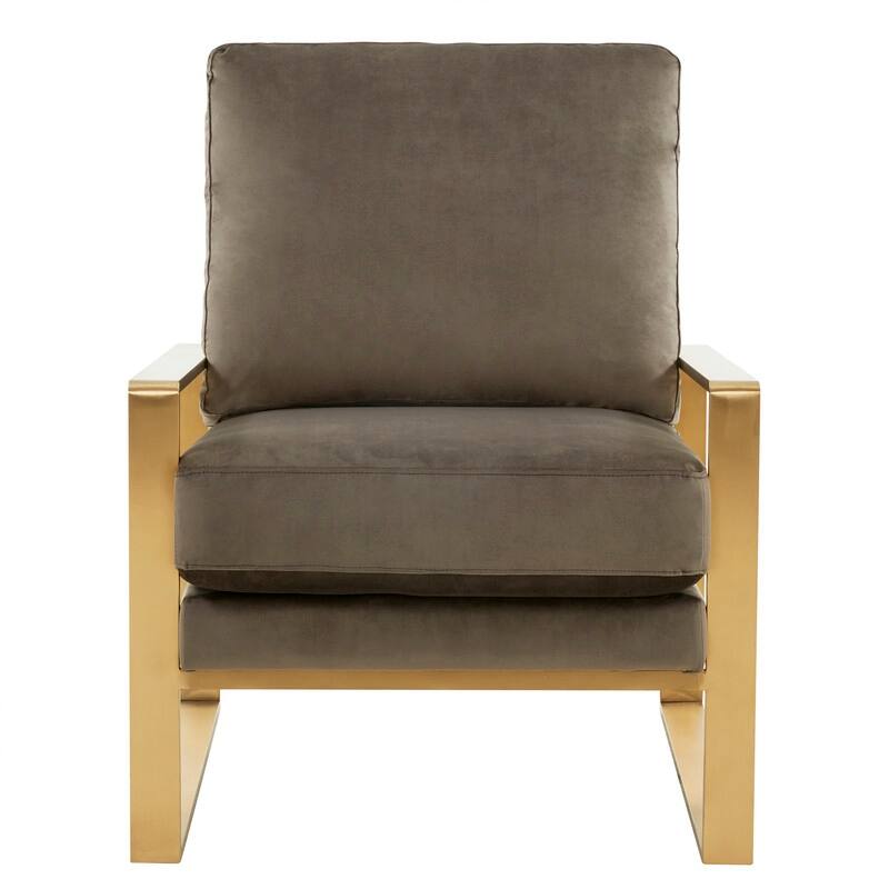 Jefferson Modern Velvet Accent Chair with Brushed Gold Frame, Removable Cushions, and Floor Protectors for Living Room or Office