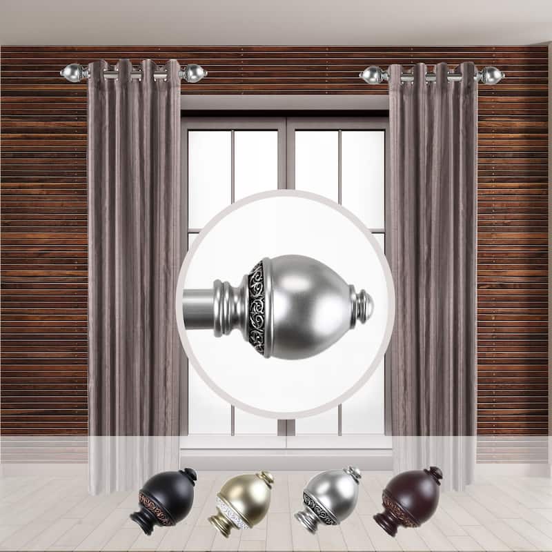 Side Curtain Rods - 12-20 Inch Set of 2 - Finial Home Decor Accents - 20
