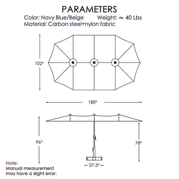 dimension image slide 0 of 3, Kozyard Butterfly 15' Outdoor Patio Double-Sided Aluminum Umbrella