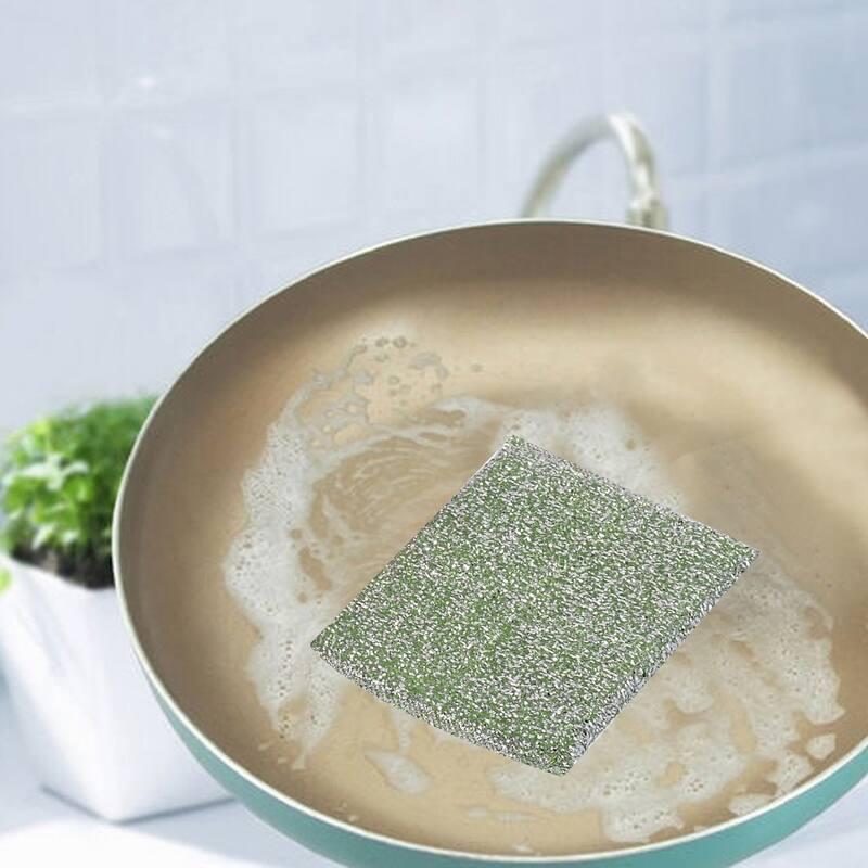 Garage Home kitchen Dish Bowl Pot Cup Scrub Pads Cleaner 3pcs - Green,Red,Silver - 4.7" x 3.5" x 0.6"(L*W*T)