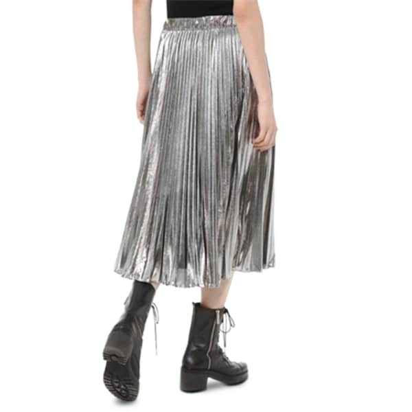 silver pleated maxi skirt