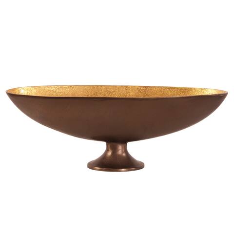 Oblong Bronze Footed Bowl with Gold Luster - 18"w x 6"d x 6"h