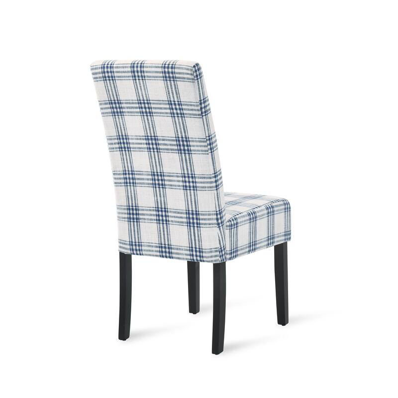 Fabric Dining Chair Set of 2, Upholstered Living Room Chair, No Arms Side Chair High-Back Accent Chair with Wood Legs