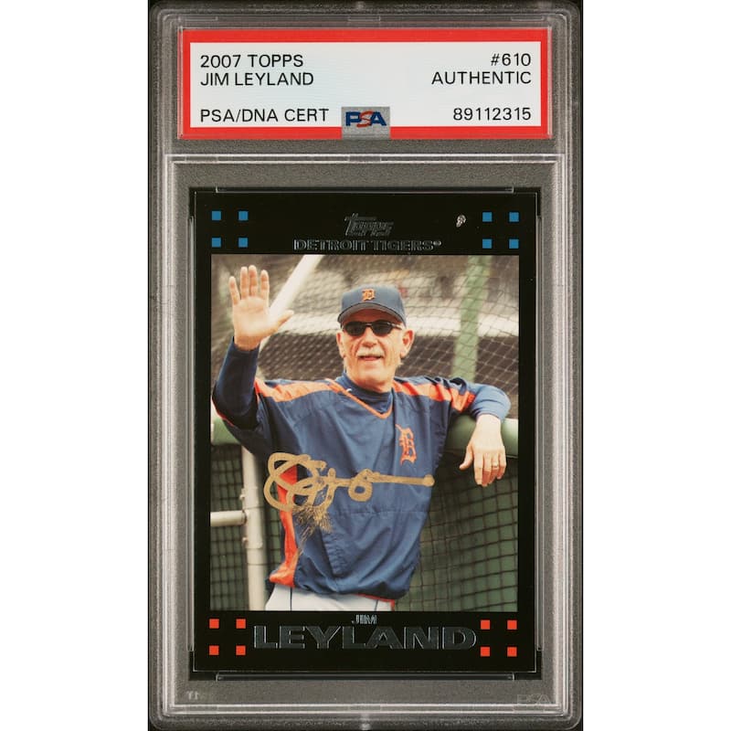 Jim Leyland 2007 Topps Signed Baseball Card #610 Auto PSA 89112315 - 8'6" x 11'6"
