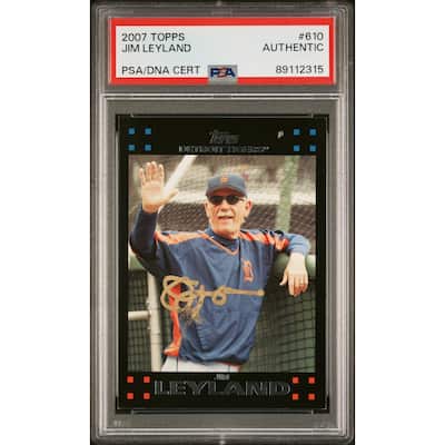 Jim Leyland 2007 Topps Signed Baseball Card #610 Auto PSA 89112315 - 8'6" x 11'6"