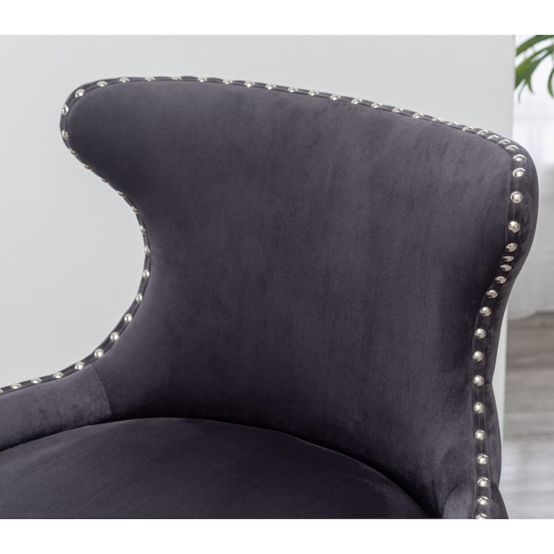 Contemporary Velvet Upholstered Nailhead Trim Accent Chair