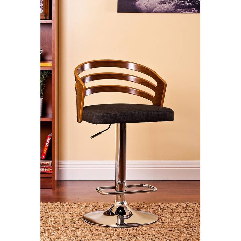 Modern Wood Back Adjustable Swivel Bar Stool with Cushion