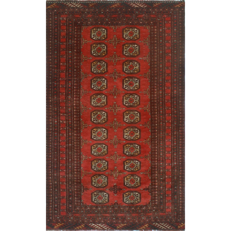 Vintage Distressed Damian Red/Burgundy Rug - 3'7" x 6'4"