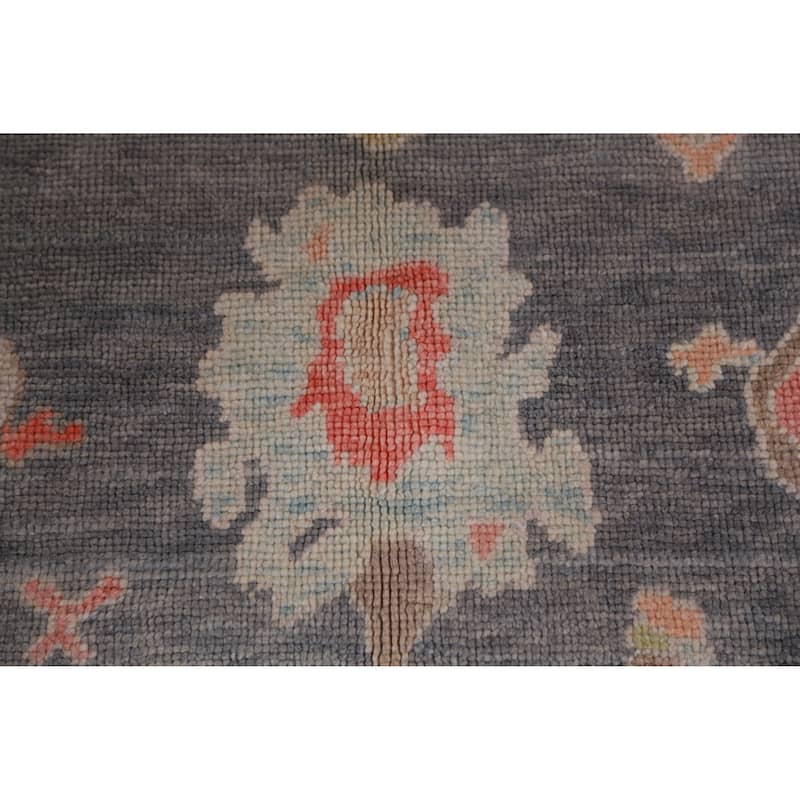 Hand Knotted Oriental 100% Wool Carpet Transitional All-Over Greys & Charcoal Oushak Area Rug - 14' 3'' X 10' 0''