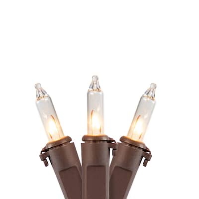 Mini Christmas Light Set - Clear - 4' Brown Wire - 10ct