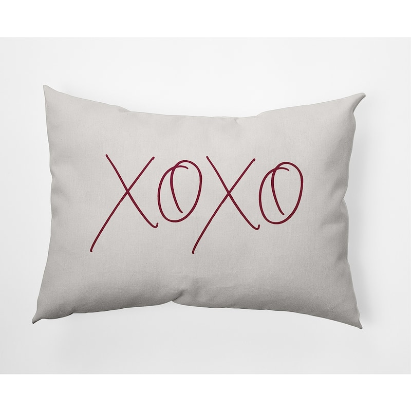 Modern XOXO Valentine's Day Decorative Indoor Pillow - 14" x 20" - Magenta