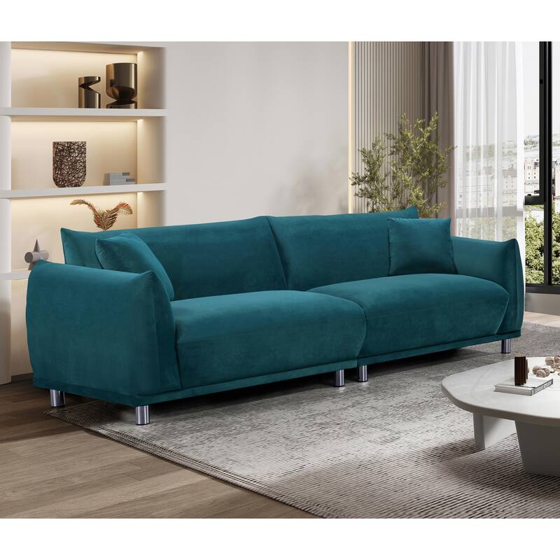 US Pride Furniture 88.2''W Metal Legs Velvet Fabirc Sofa