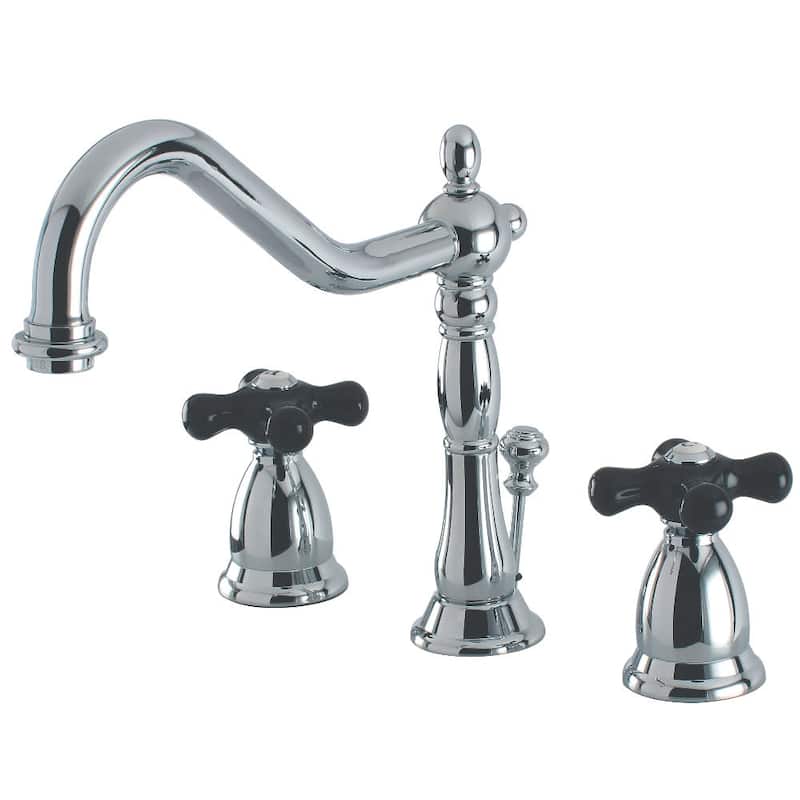 Kingston Brass Heritage Onyx Widespread Bathroom Faucet - Free Pop Up - Polished Chrome