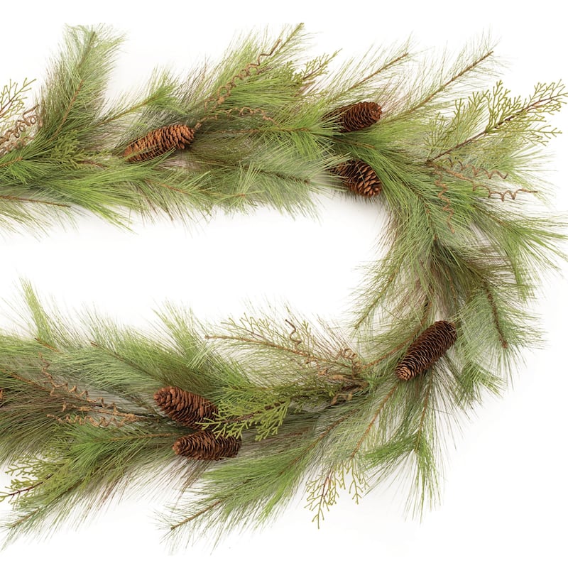 Long Needle Pine and Pinecone Garland 6'L