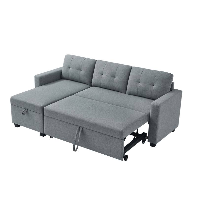 Pull Out Sofa Bed L-shape Sectional Couch Convertible Daybed wStorage Chaise