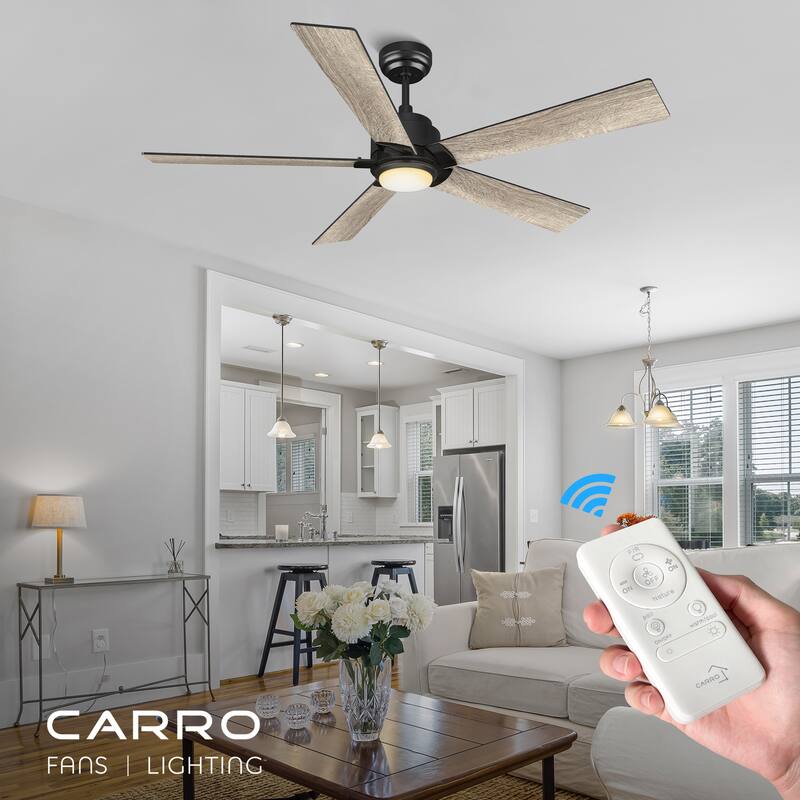 CARRO Livingston 60-inch Indoor Ceiling Fan with LED Light and Remote-Downrod - N/A