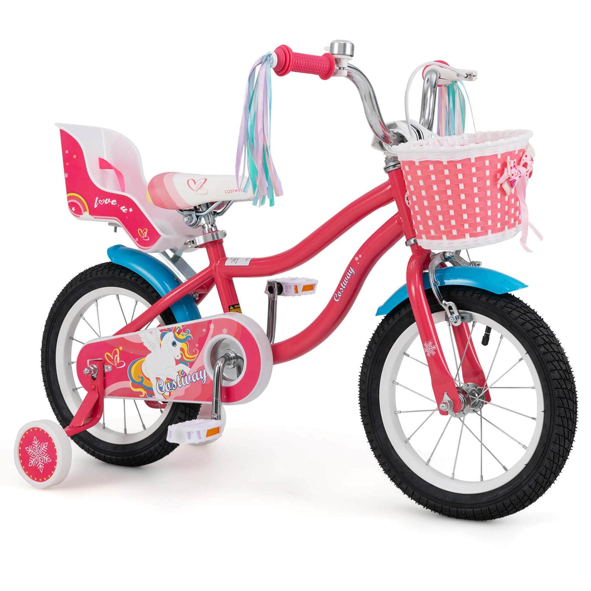 Costway 14 Inch Kids Bike with Basket Doll Seat & Colorful Streamers 2 - See Details
