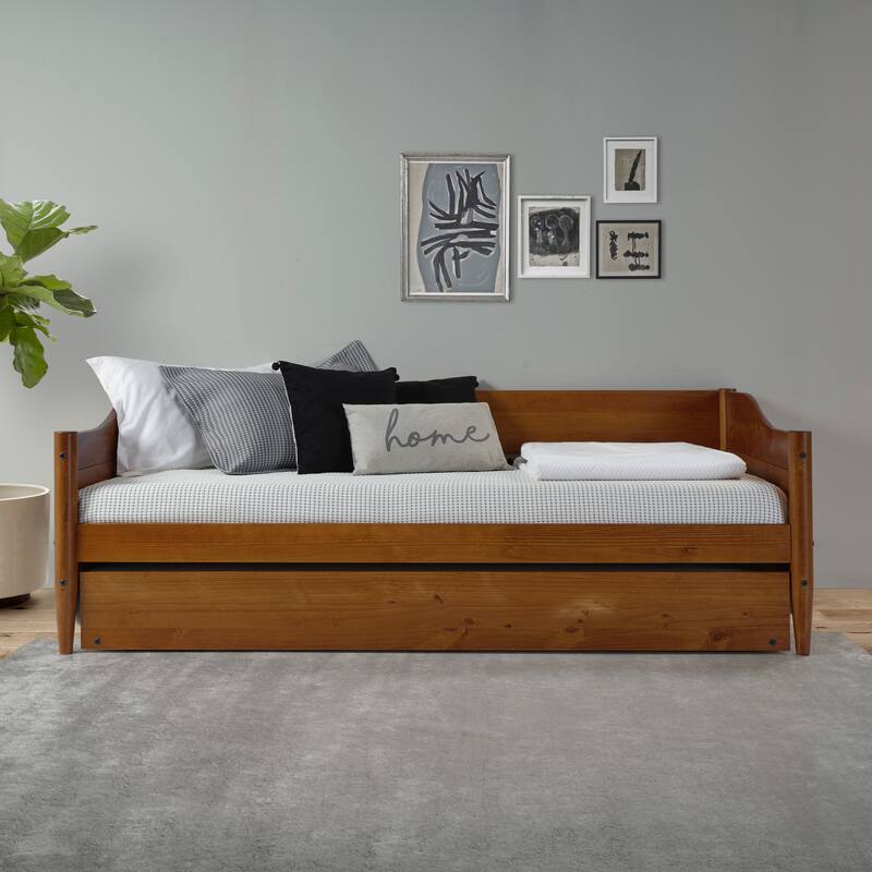 Mid Century Classic Twin Size Day Bed with Trundle