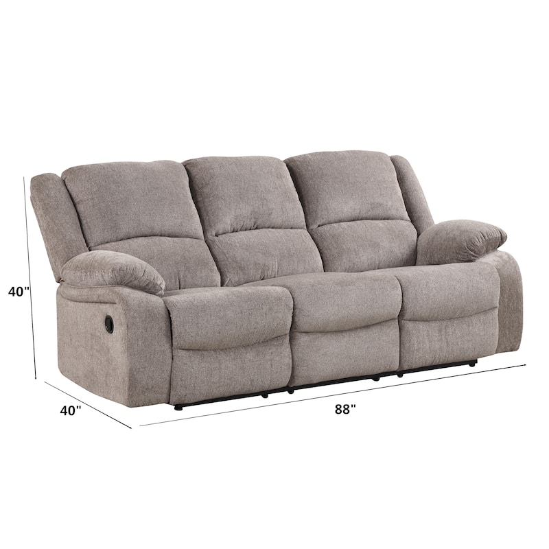 Chasel 3-Piece Mocha Chenille Manual Reclining Sofa Set