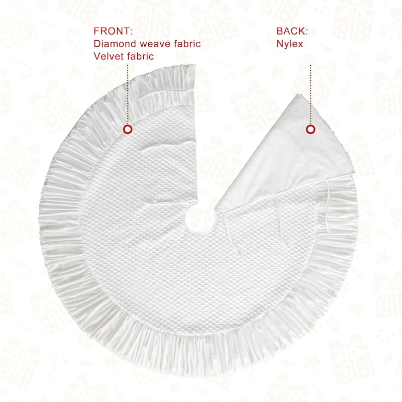 Glitzhome 48"D White Soft Plush Christmas Tree Skirts