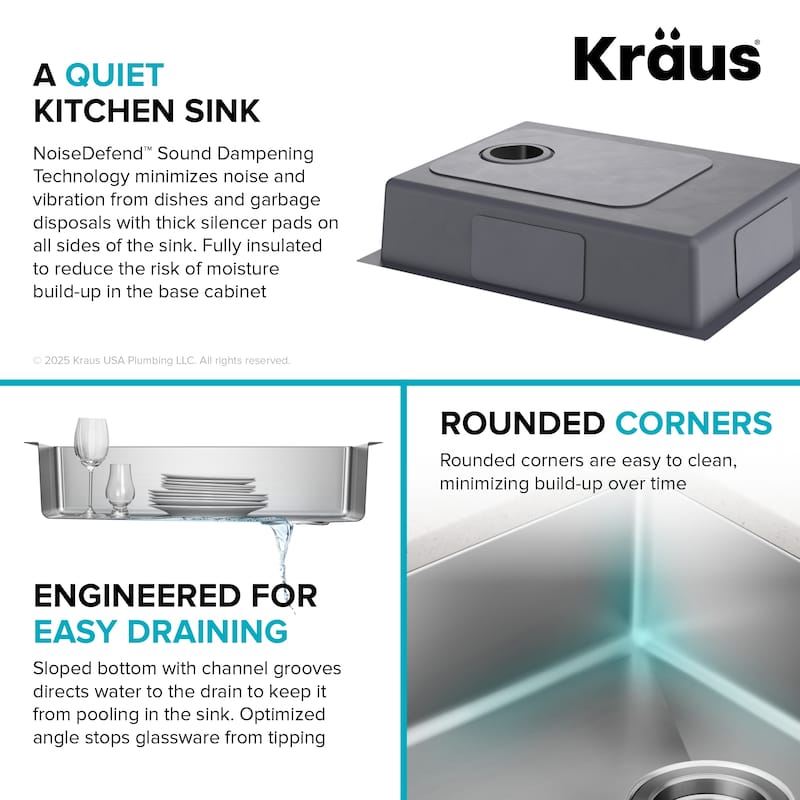 KRAUS Fairlane Undermount 18 Gauge Stainless Steel Kitchen Sink