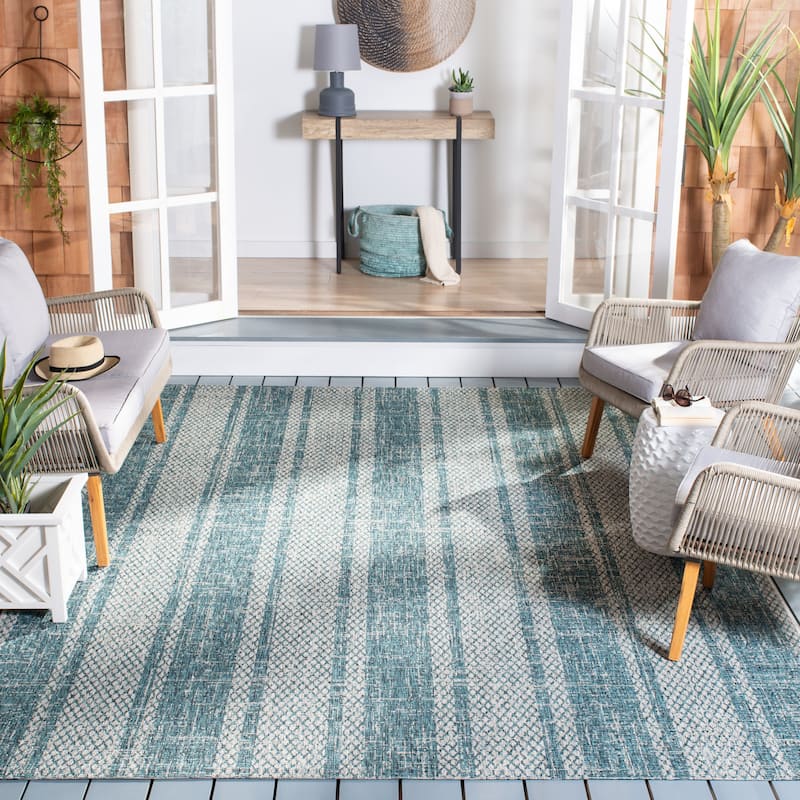 SAFAVIEH Courtyard Marei Stripe Indoor/ Outdoor Waterproof Patio Backyard Rug