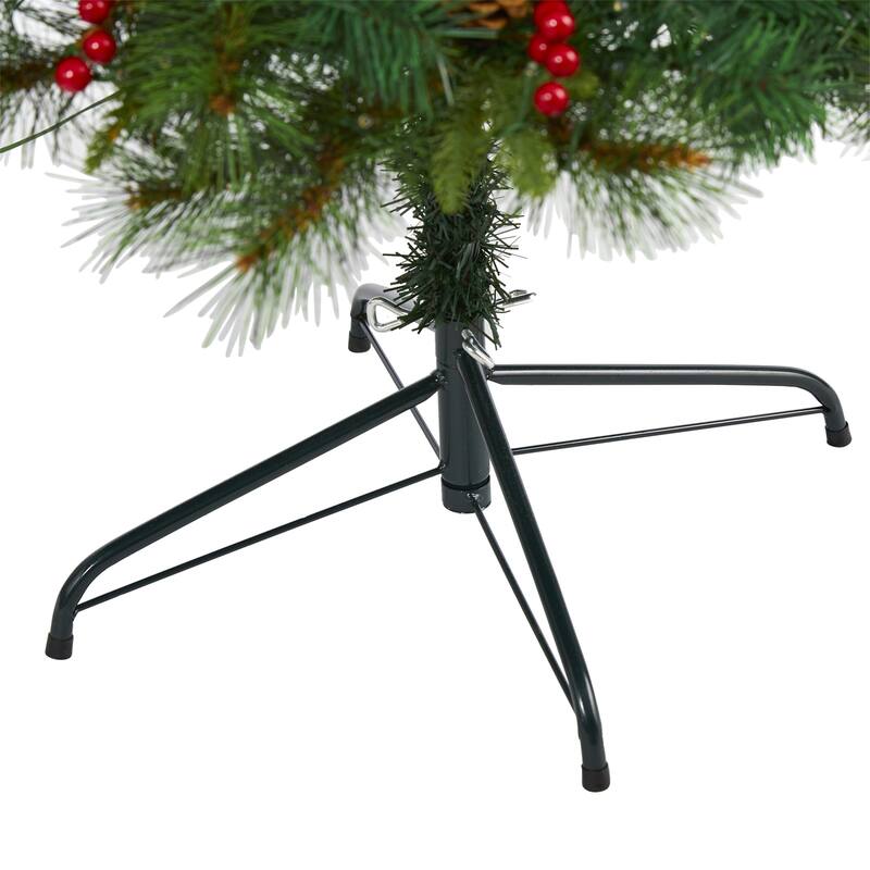 7ft. Mixed Pine Artificial Christmas Tree with 350 Clear LED Lights, Pine Cones & Berries - Festive Holiday X-Mas Tree