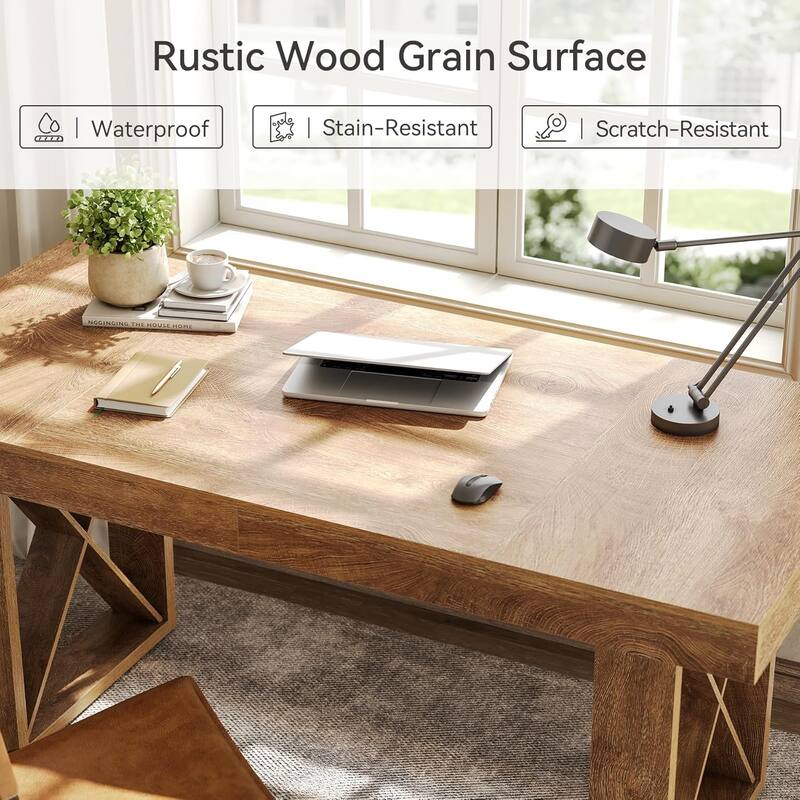 63-Inch Long Wood Computer Desk/Table, Study Writing Gaming Work Executive Desk for Home Office