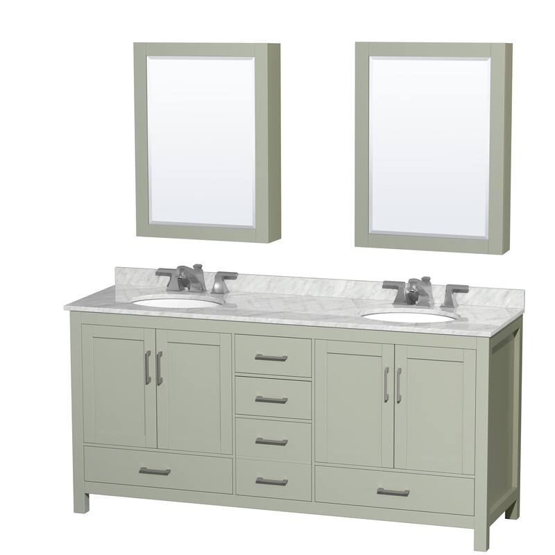 Wyndham Collection WCS141472DUNOMED Sheffield 72" Free Standing Double - Light Green / Brushed Nickel Hardware - Painted