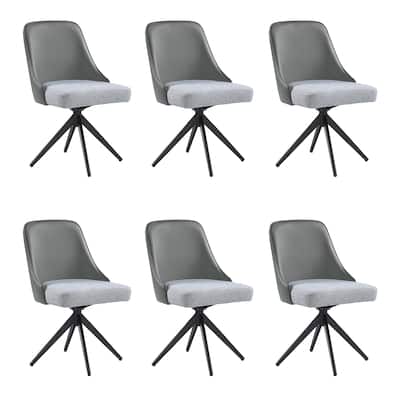 Portola Grey and Gunmetal Upholstered Swivel Dining Chairs (Set of 6)