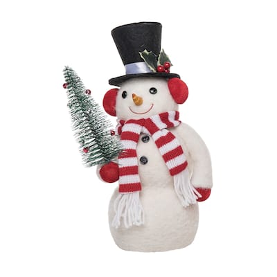 Transpac Foam 5.91 in. White Christmas Felt Jolly Snowman