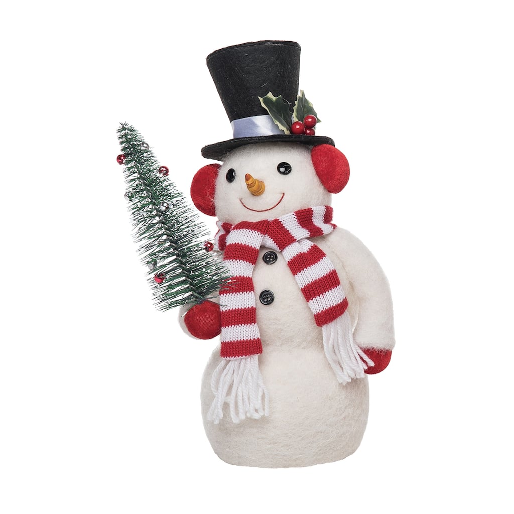 Transpac Foam 5.91 in. White Christmas Felt Jolly Snowman