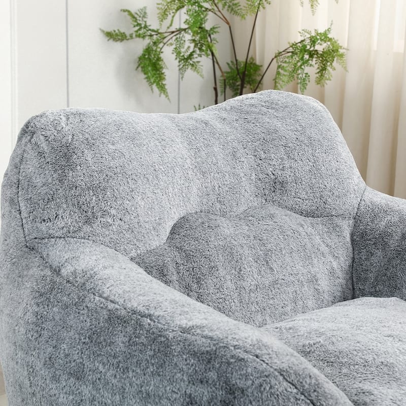 Living Room Bedroom faux fur Fabric Bean Bag Chair with Armrests