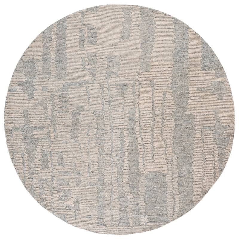SAFAVIEH Handmade Harvest Stefanina Wool Rug - 6' Round - Ivory/Light Blue