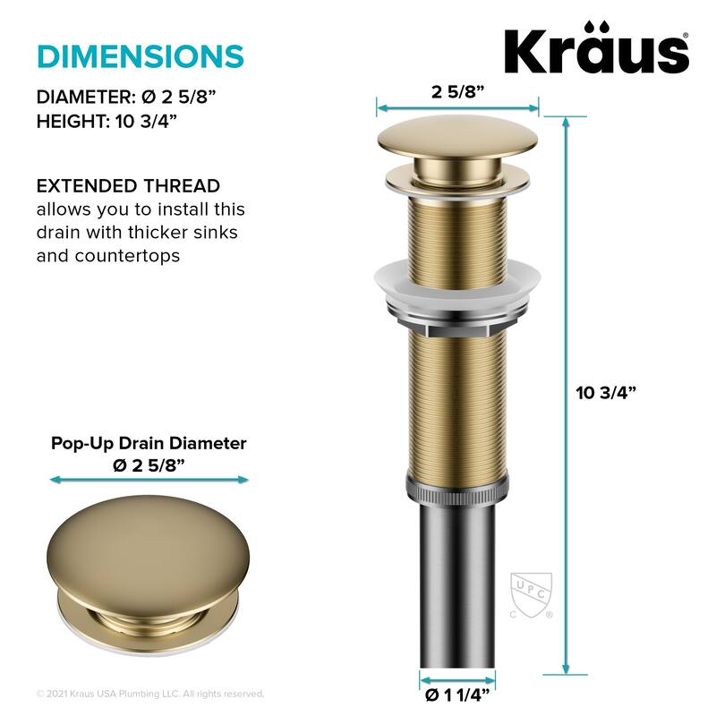 KRAUS Pop-Up Drain for Vessel Bathroom sink