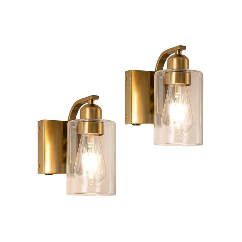 2 Pack wall sconces gold bulb light glass, iron, plastic battery operated wall sconces