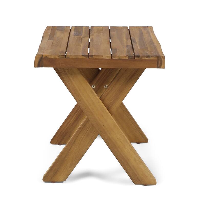 Acacia Wood Side Table with Cross Base
