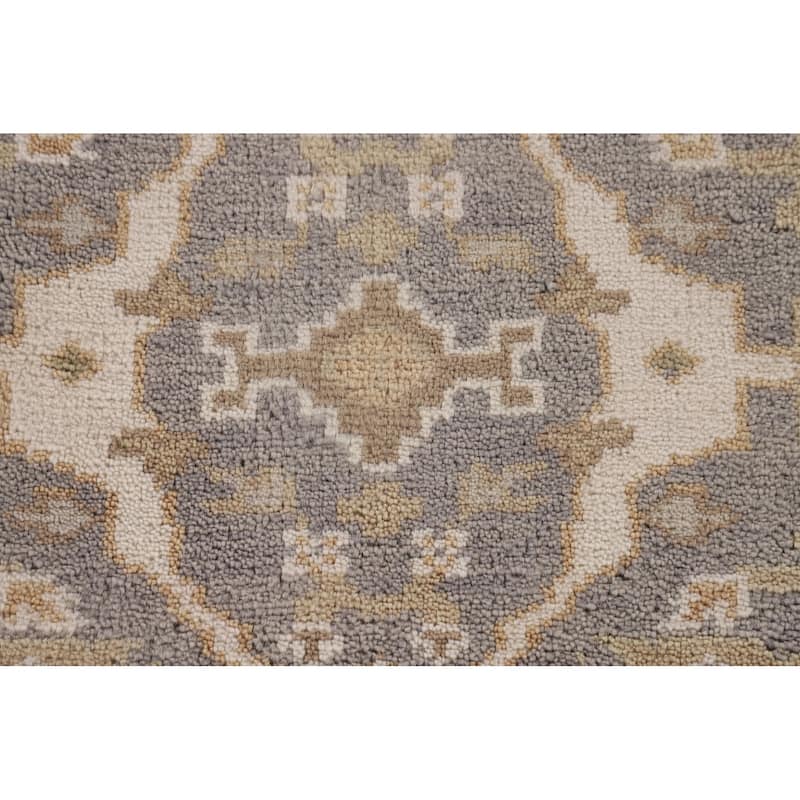Gray Oushak Indian Runner Rug Handmade Wool Carpet - 2'7"x 11'7"
