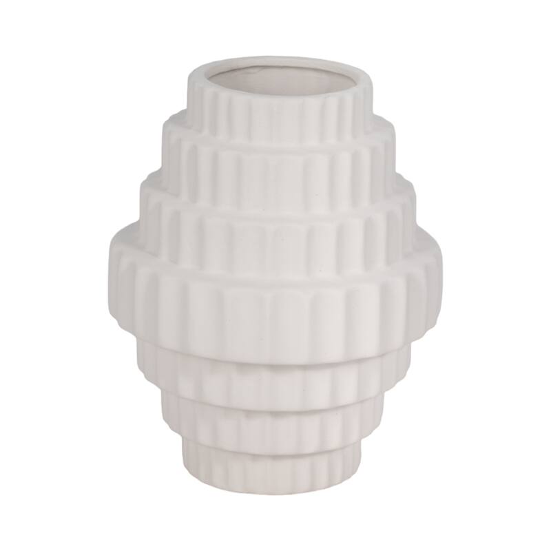 Sagebrook Home Textured Staggered Vase, White - 7" x 7" x 8"