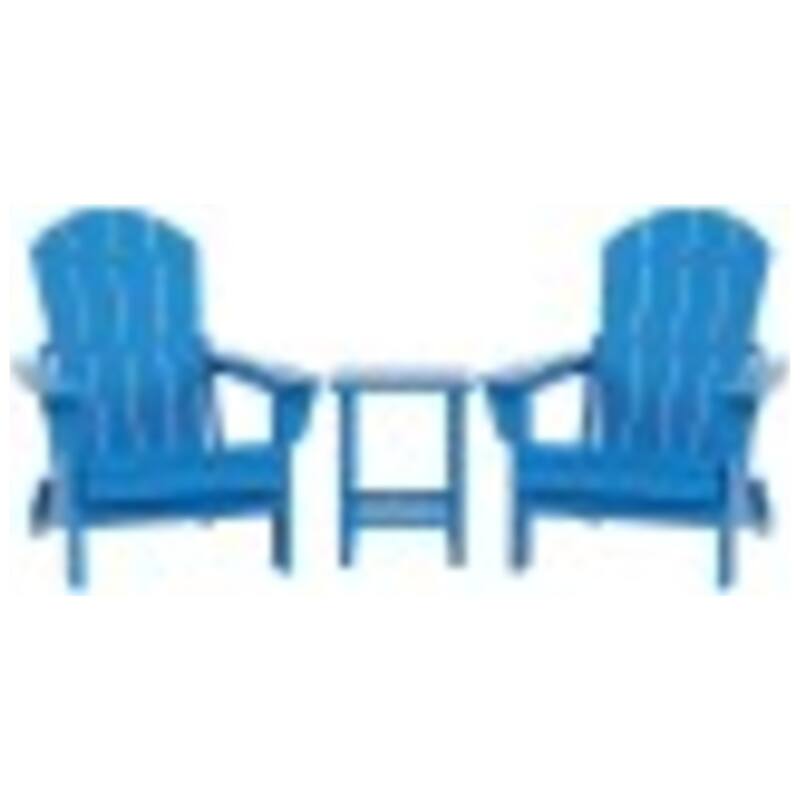 Laguna Hdpe All Weather Outdoor Patio Foldable Adirondack Chairs With Side Table (3-Piece Set) - Pacific Blue