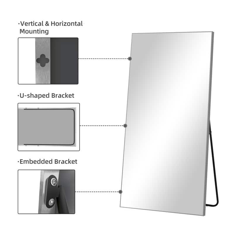 Full Length Free Standing Body Mirror Metal Framed Wall Mirror Large Floor Mirror